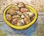 Натюрморт картофель на желтом блюде